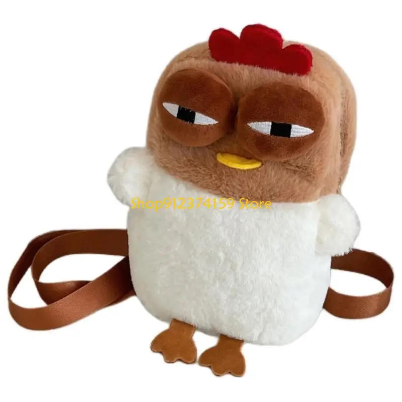 

G5AE Plush Chicken Coin Holder Crossbody Purse Shoulder Bag Unique Birthday Gift