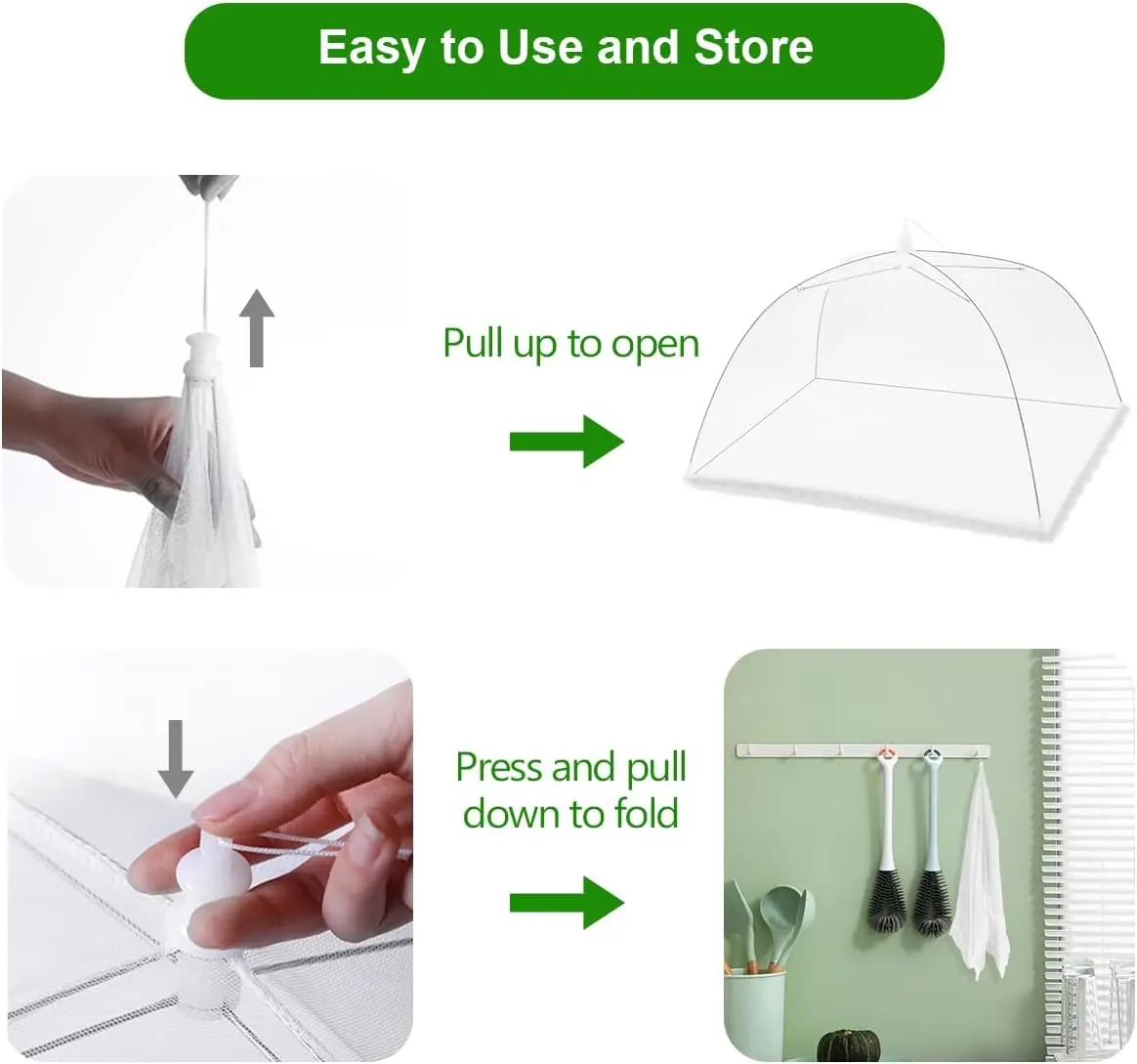 (6 Pack) Mesh Food Covers Tent Umbrella for Outdoor Picnic Camping, Keep Out Flies Mosquitoes, Reusable Collapsible 17x17in for BBQ Parties