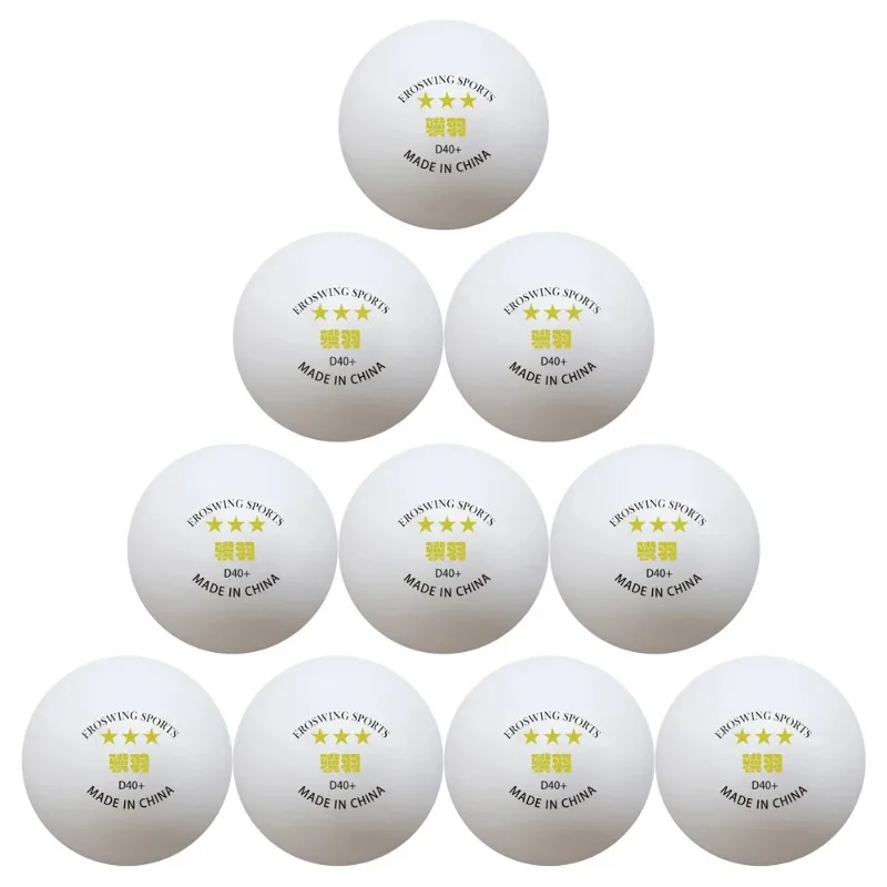 Pelotas de tenis de mesa de 3 estrellas, piezas, etiqueta amarilla, Eroswing, ABS, 40mm + buena elasticidad, color blanco, 100