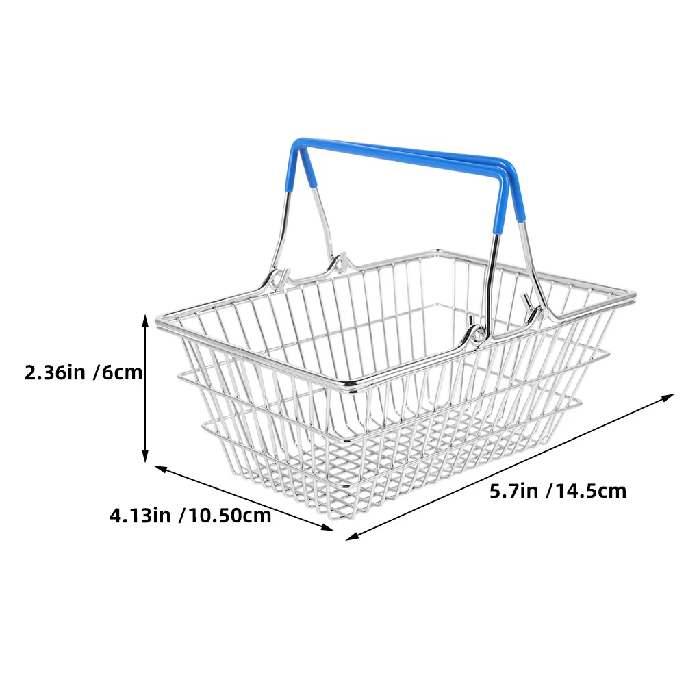 Mini-Einkaufskorb für Kinder, aus Eisen gefertigt, Rollenspiel-Aufbewahrungskorb, tragbar, Spaß für Puppenhaus, Küche, dekorative Verwendung