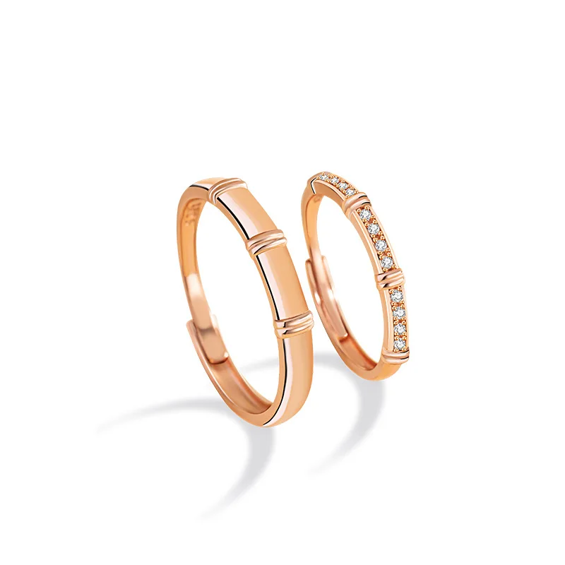 

European S925 Sterling Silver Rose Gold Adjustable Ring AAA CZ Engagement Valentine's Day Gift