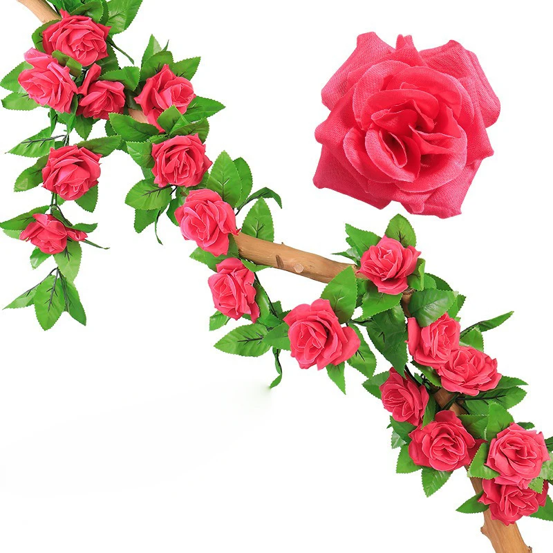 1/2 Stück Künstliche Rosenblumen-Girlande 2,3M Kunstblumen für Heim-Dekoration Garten Wand Hochzeitsdekoration Außenbereich Bogen-Ornament – Detail 11