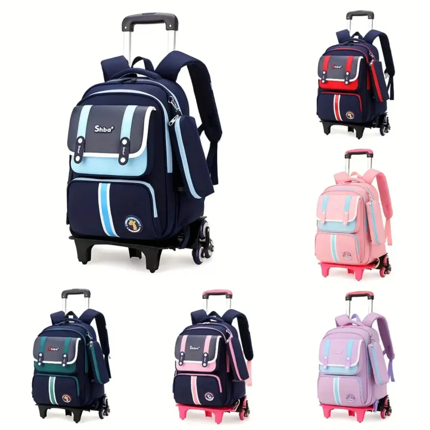 

Kids Rolling Backpack for Boys Girl Detachable Trolley Case Stair Climbing Suitcase Waterproof Cartoon Wheeled Backpack Bookbags