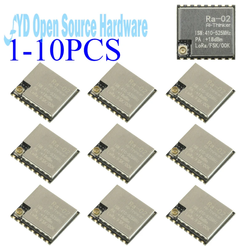 1-10PCS Ra-02 SX1278 LoRa Module – 433MHz, +20dBm UART Transparent Transmission Antenna for Arduino