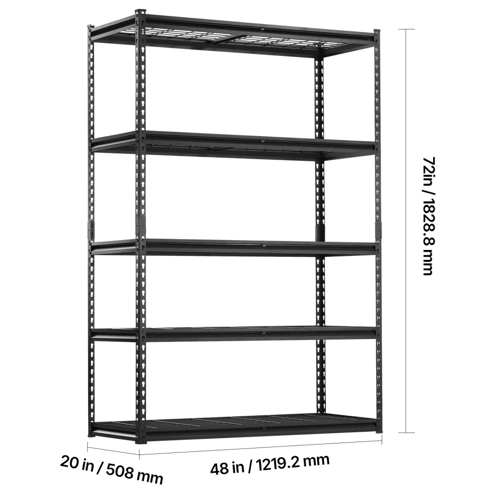 

Heavy Duty 5 Tier Adjustable Metal Storage Shelves 3000LBS Load Bearing Garage Warehouse Basement Organizer Rack 48W 20D 72 H