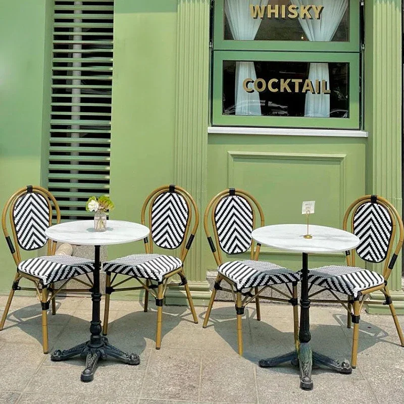 Modern Fancy Occasional Dining Chairs French Designer Lounge Hotel Balcony Chaises Rotin Design Rattan Chair Furniture