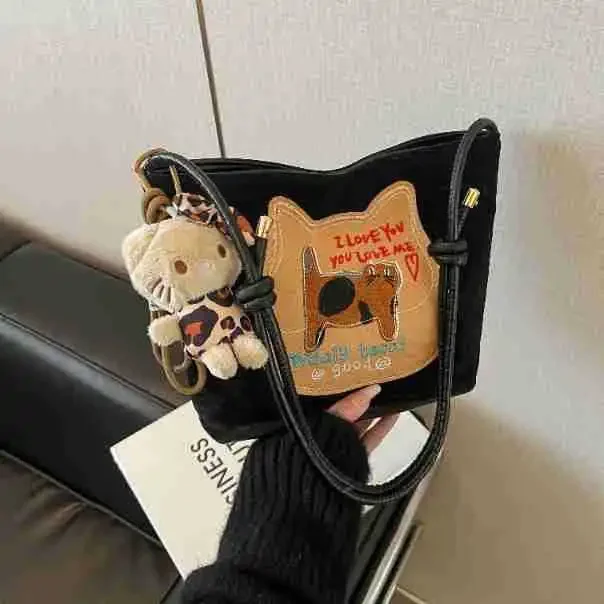 

Cute cartoon multi-purpose tote bag fashionable large capacity bucket bag
