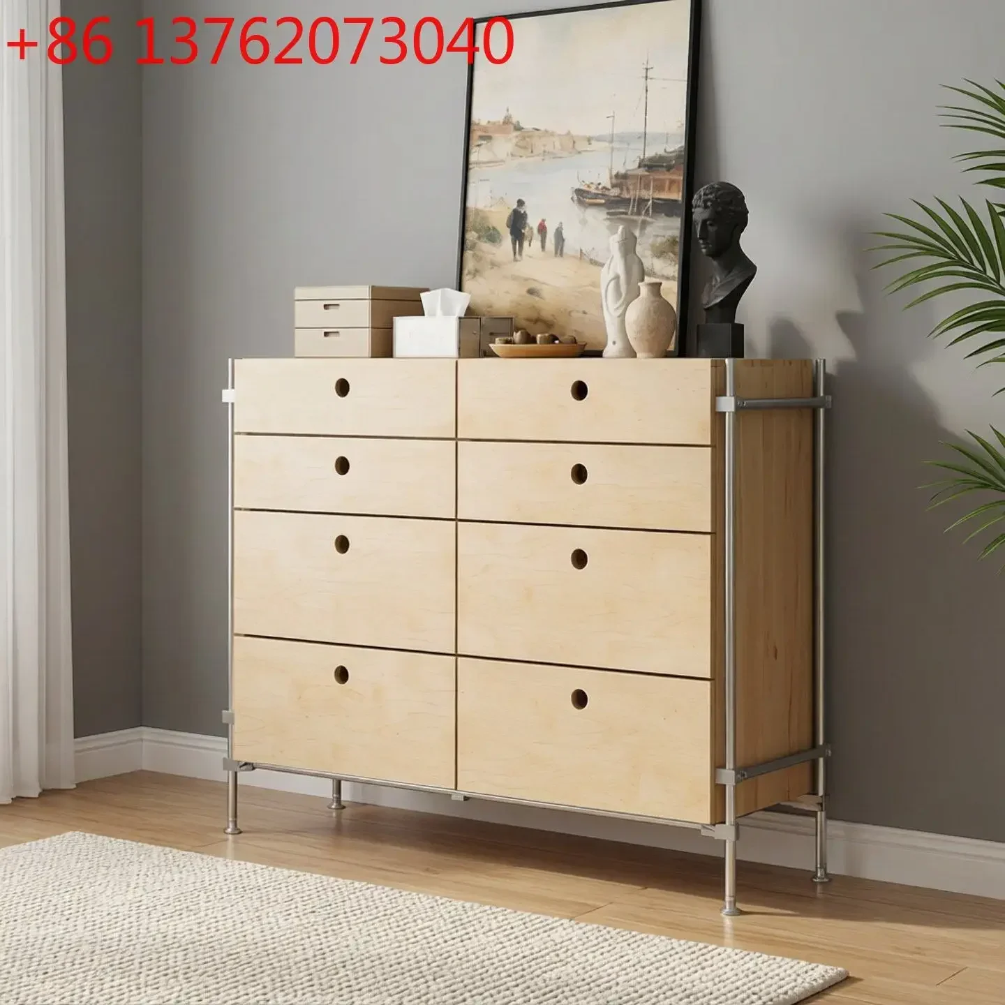 Bauhaus designer aluminum profile ocean panel dining side cabinet modern simplicity