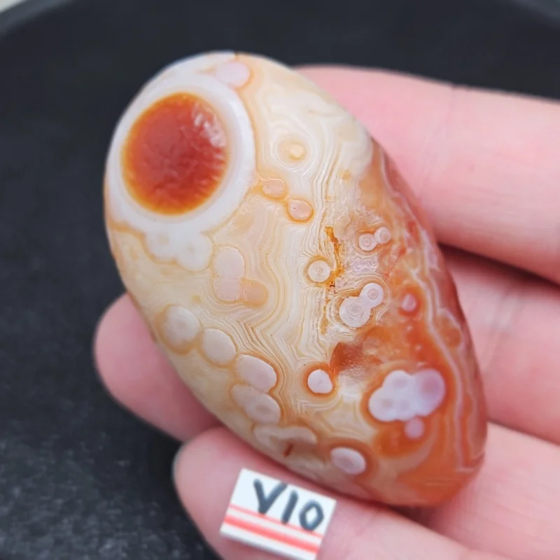 Rare natural black eye agate energy crystal healing witchcraft chakra gem Feng Shui home decoration