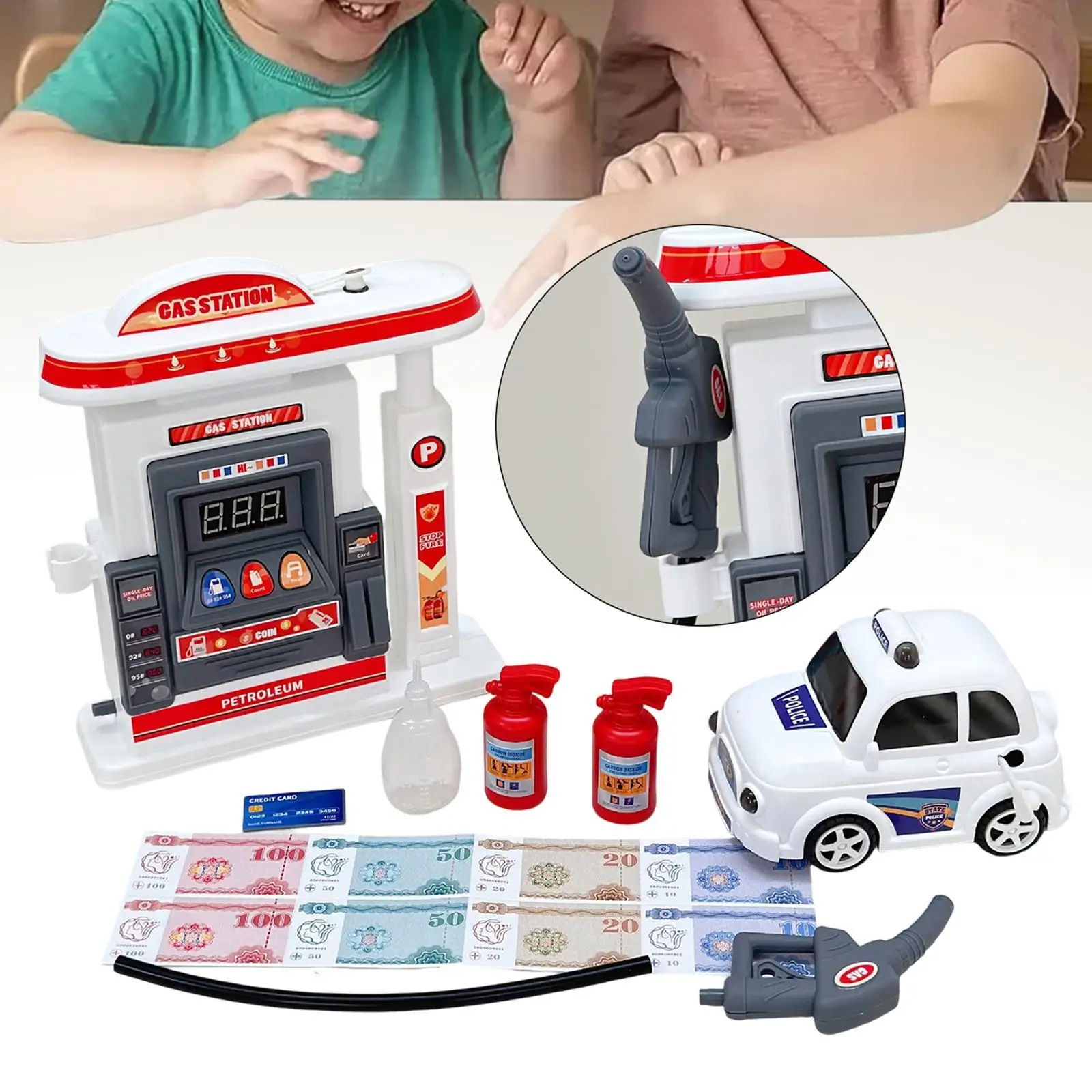 Conjunto de brinquedos para posto de gasolina Estações de gasolina Coleção de cenas Paisagem Presente de aniversário