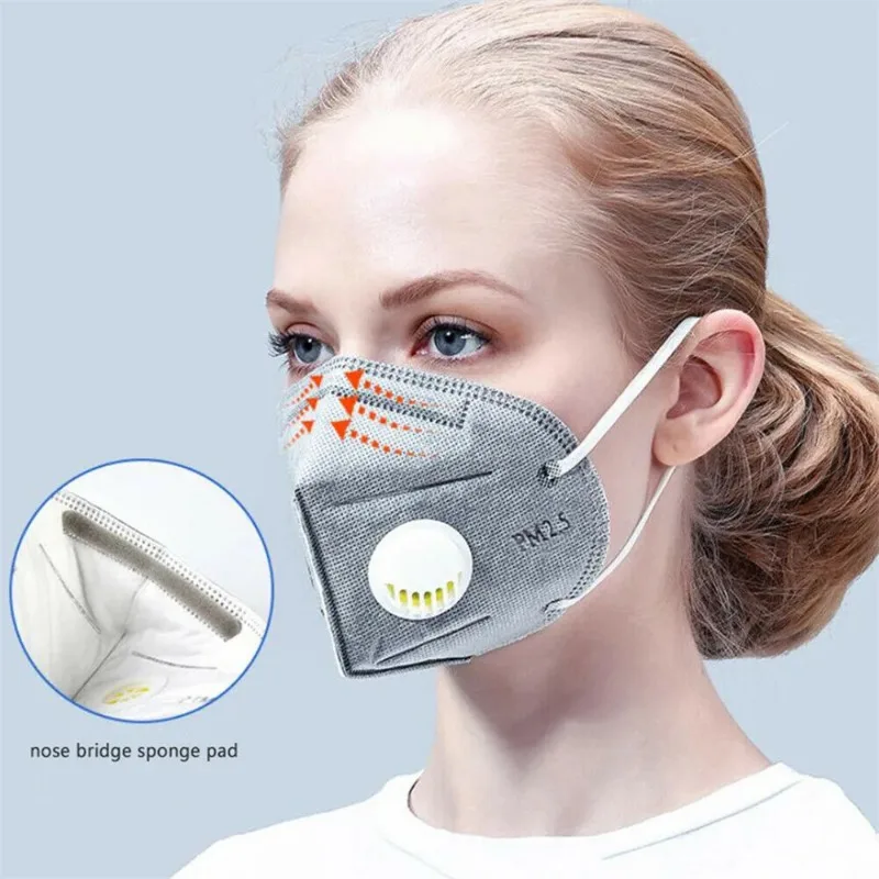 10PCS Folding Valved PM2.5 Dust Mask PM2.5 Anti Formal Dehyde Proof Bad Smell Face Mouth Mask Safe Breathable