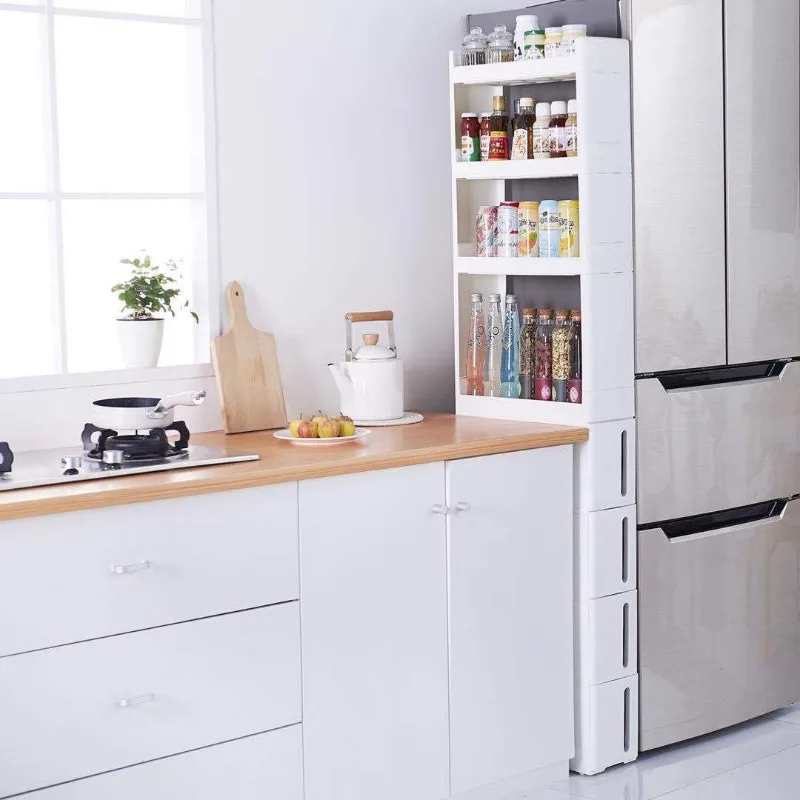Matte Multilayer Storage Cabinet Smooth Drawer Open-ended Shelf Saving Space Floor-standing Modern Minimalist Style Home Storage