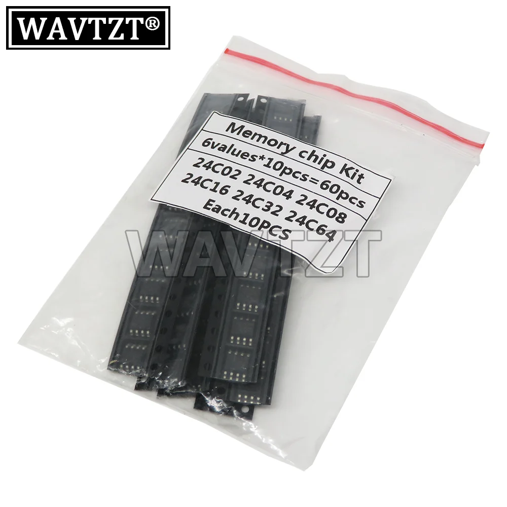 KIT 6Values*10pcs=60pcs New 24C02 24C04 24C08 24C16 24C32 24C64 SOP-8 IC DNIGEF