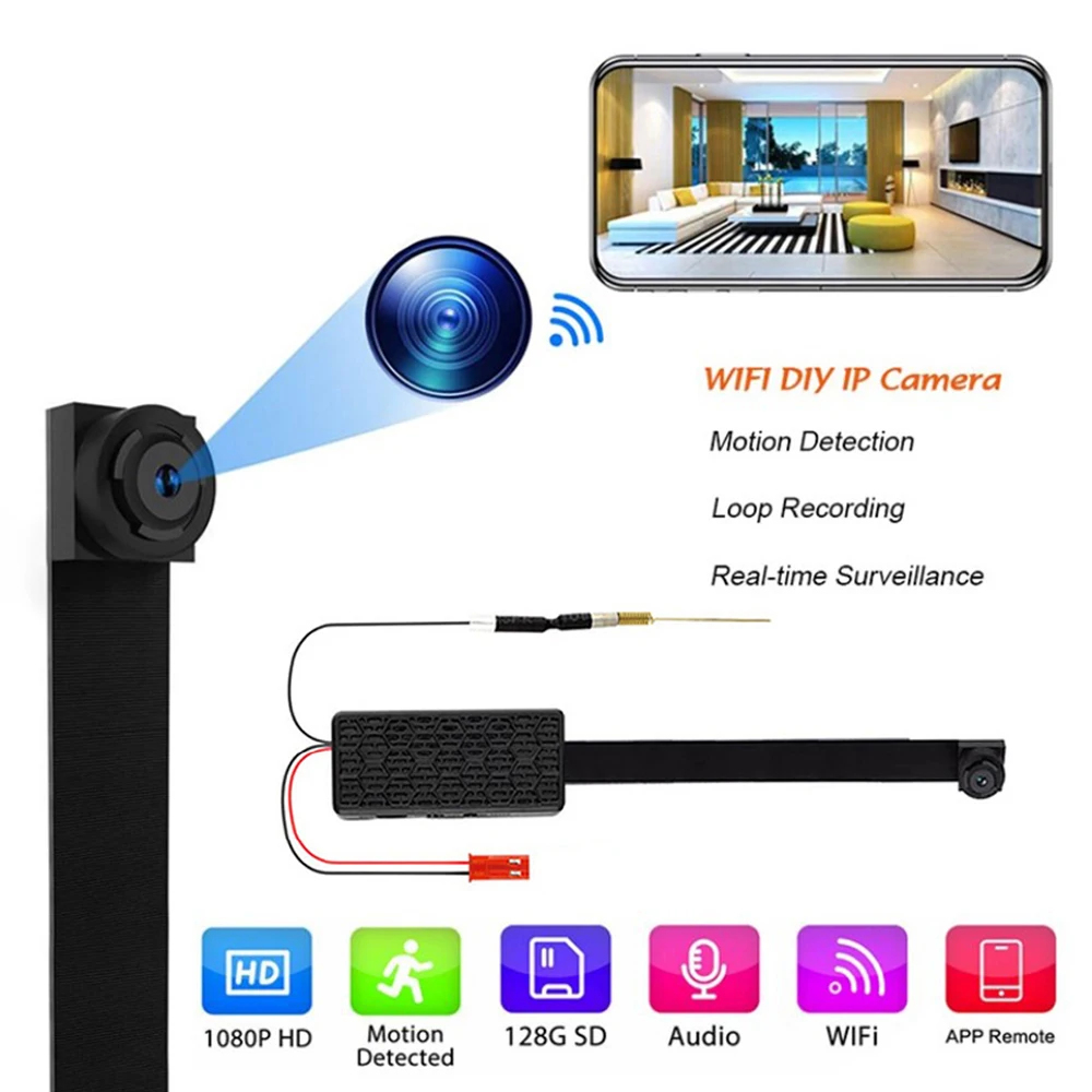 

1080P DIY Portable Wifi Mini Camera CCTV Micro Camcorder P2P Wireless Webcam Video Recorder Home Security Nanny Camera Remote