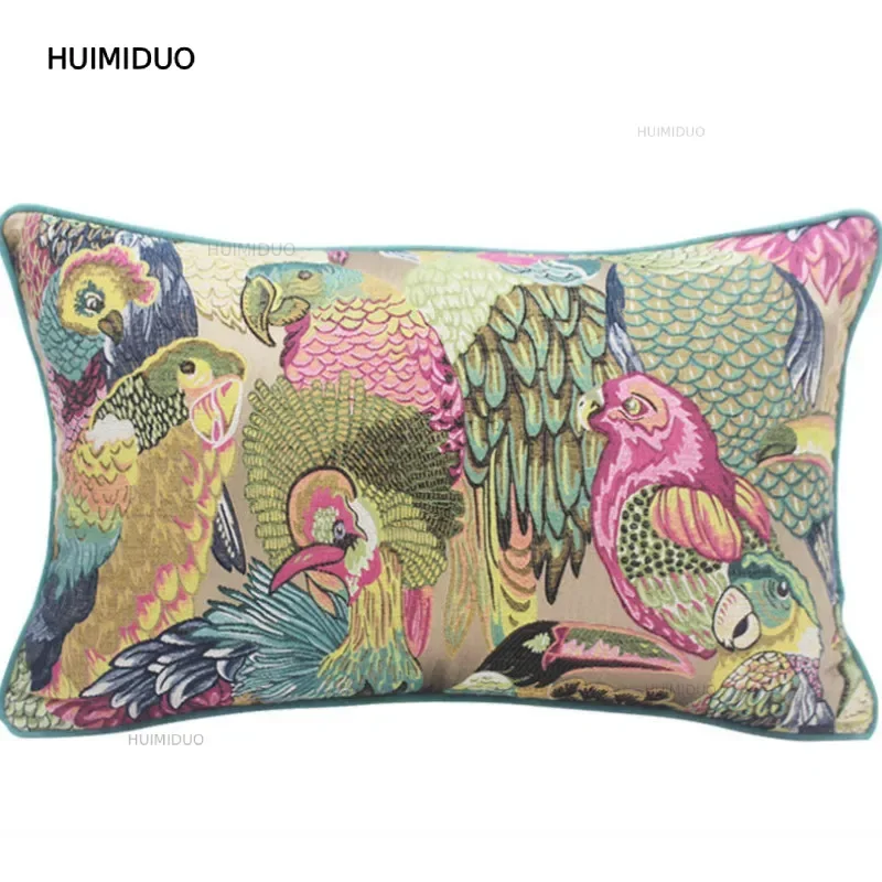 Birds Pillows Parrot Cushion Case Green Decorative Pillow Cover For Sofa 45x45 30x50 Modern Jungle Home Decorations