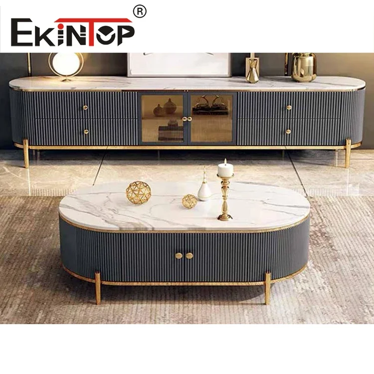 Ekintop high quality modern marble wooden coffee table set