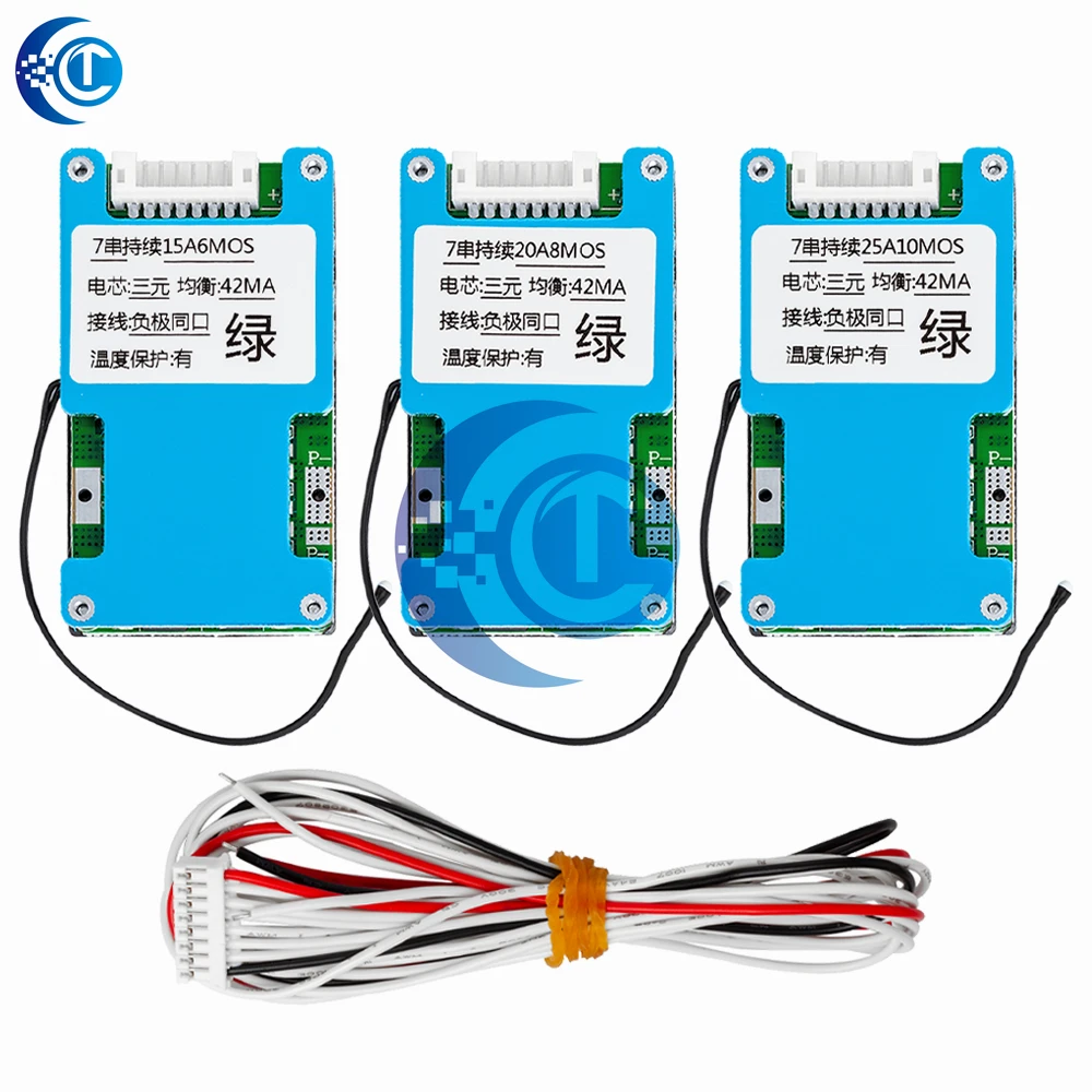 BMS 7S 24V 15A/20A/25A 18650 Ternary Lithium Battery Protection Board, Balance & NTC Temperature Protection