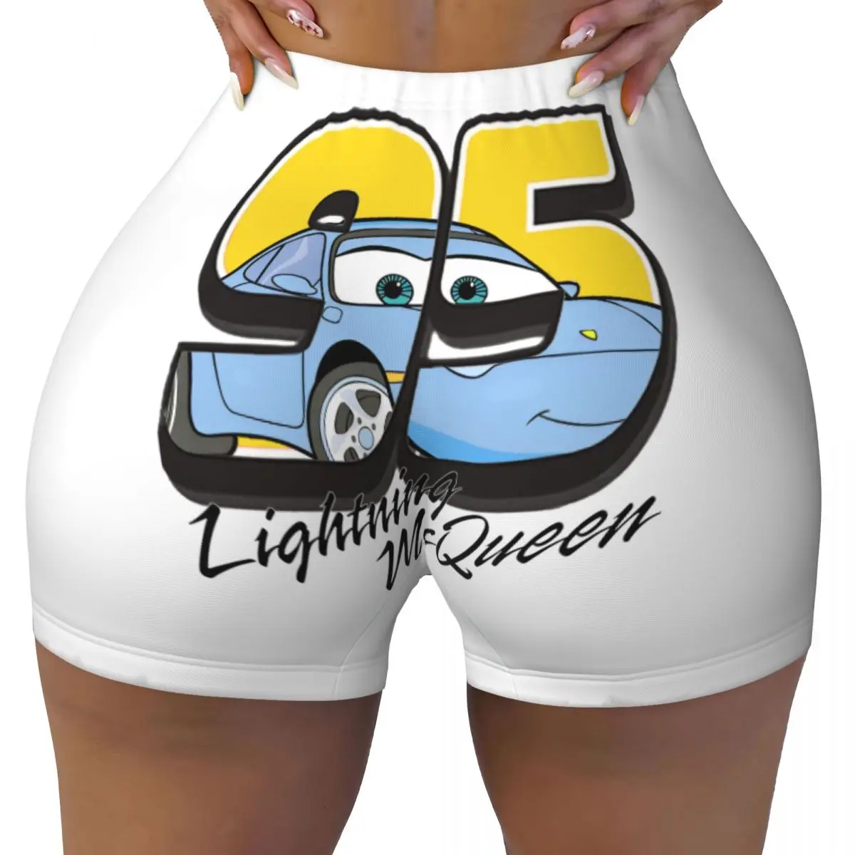 

Lightning McQueen Cars Women Workout Shorts Seamless Scrunch Butt Lifting Gym Fitness Cycling Shorts