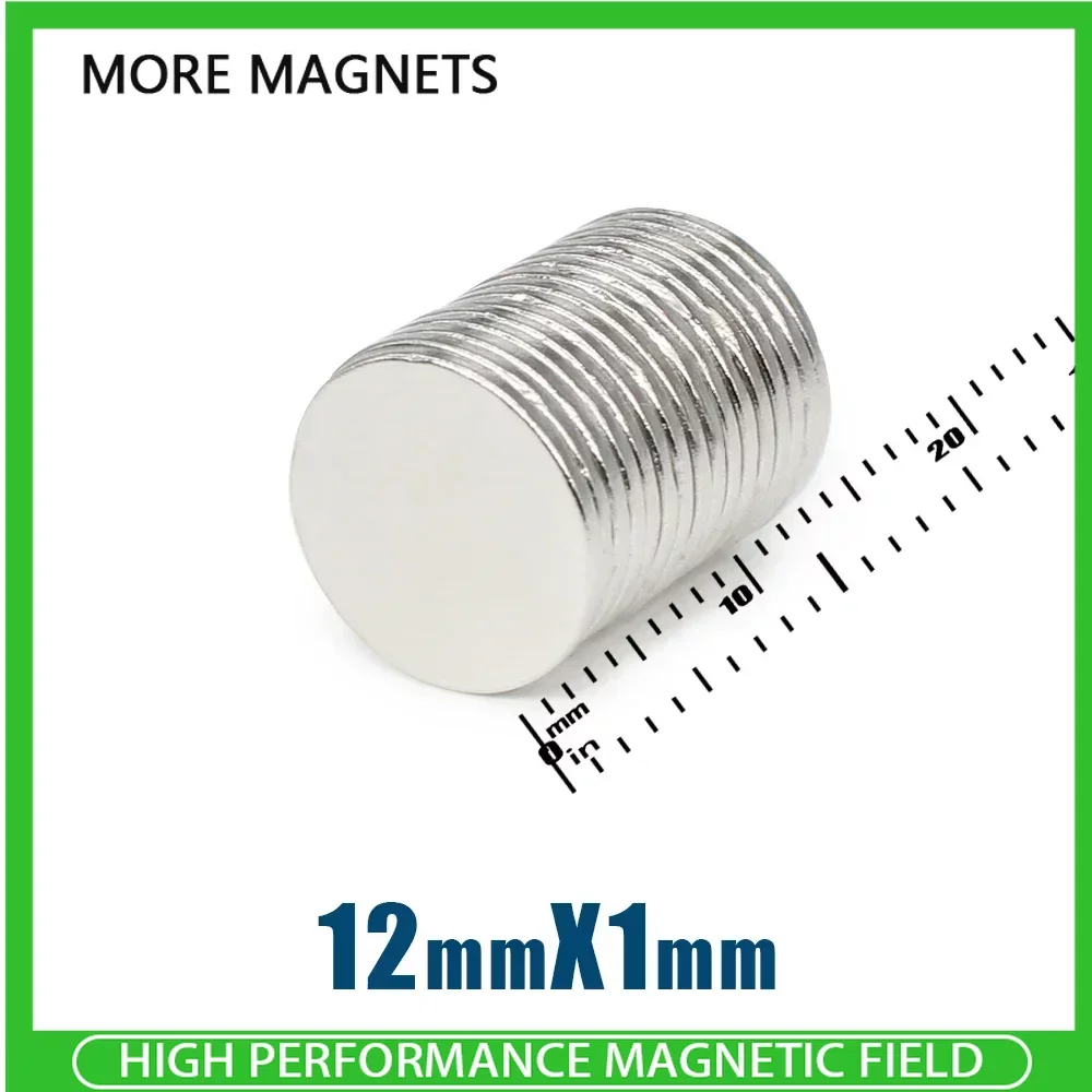 

50/100/200PCS 12x1mm Circular Neodymium Magnets Super Strong Permanent Round Fridge Magnet 12*1mm Magnetic Sheet Fishing Magnet