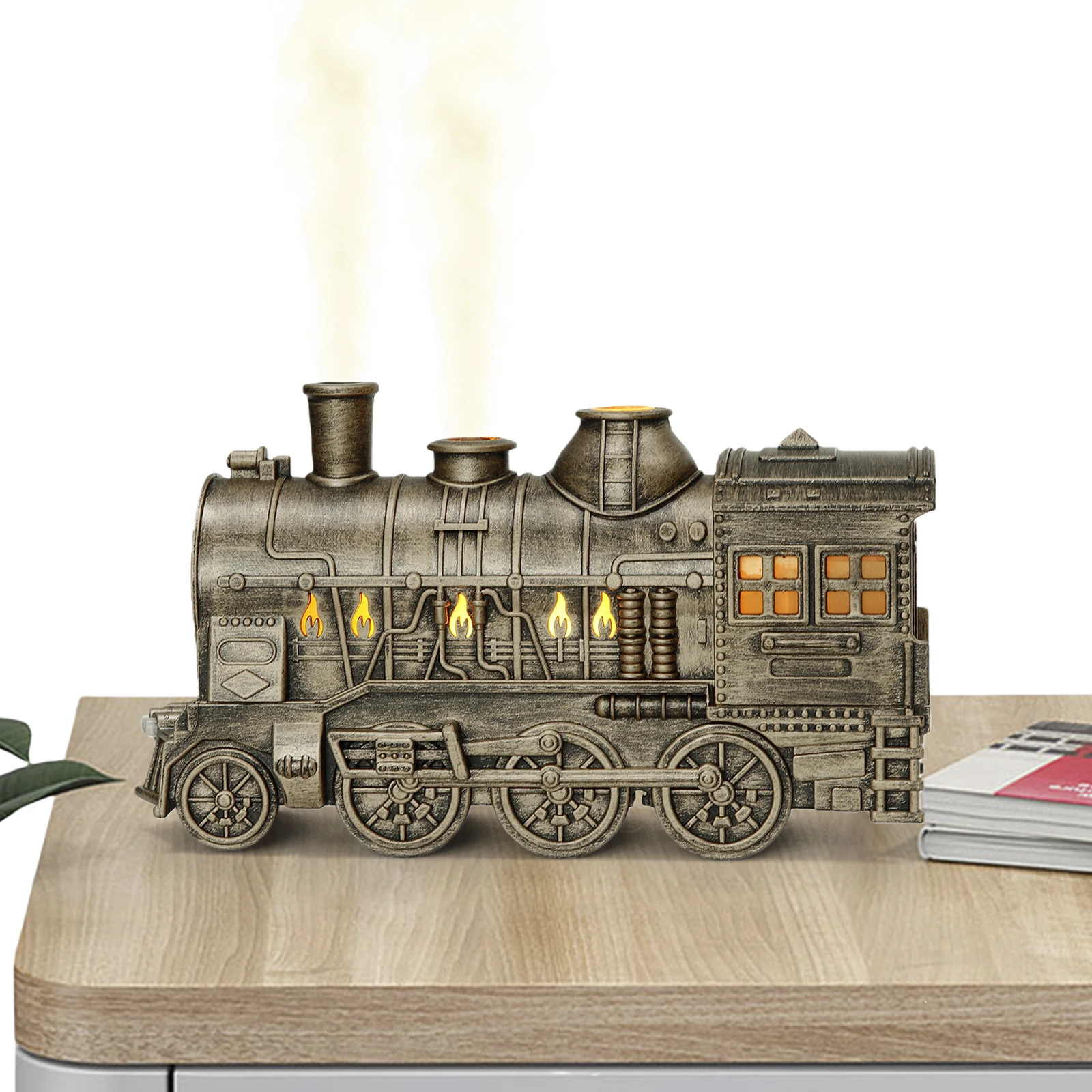

300ML Vintage Steam Train Air Diffuser Humidifier with 2-Color LED Light Cool Mist Humidifier with Remote Control Air Humidifier
