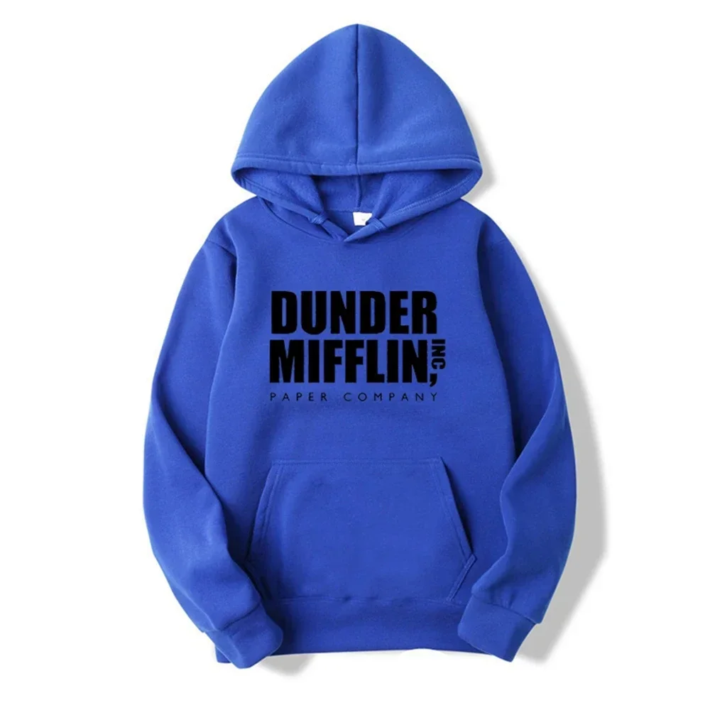 Paper Company Hoodie, Büro-TV-Serie, Slogan, Dunder Mifflin, Grau, Unisex, für Damen und Herren, Oversized, lässiger Pullover, langärmelig. – Detail 5