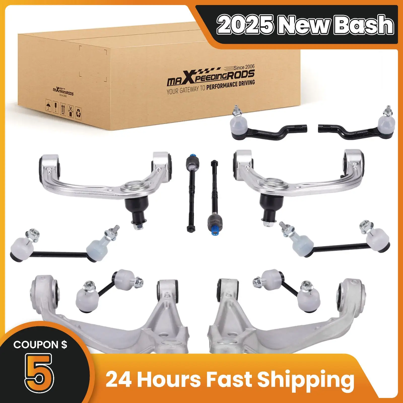 

12x Front Upper Lower Control Arms Sway Bar Tie Rods For Cadillac CTS 3.6L 2008-2014