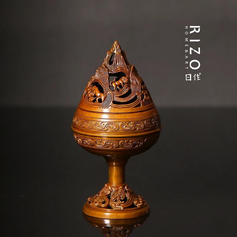 Qing Songtang Purple Copper Mini Brocade Belt Boshan Furnace Su  Master Hu Qingsong Tower Aromatherapy