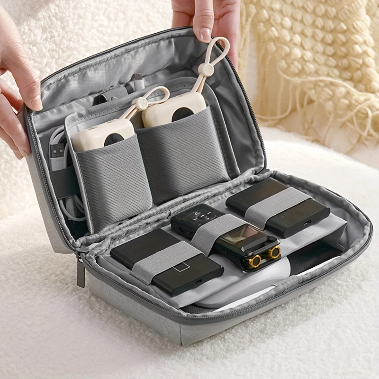 

Минималистичный чехол для кабеля передачи данных на молнии, легкая сумка для электронных аксессуаров для поездок на природу — 1 шт.