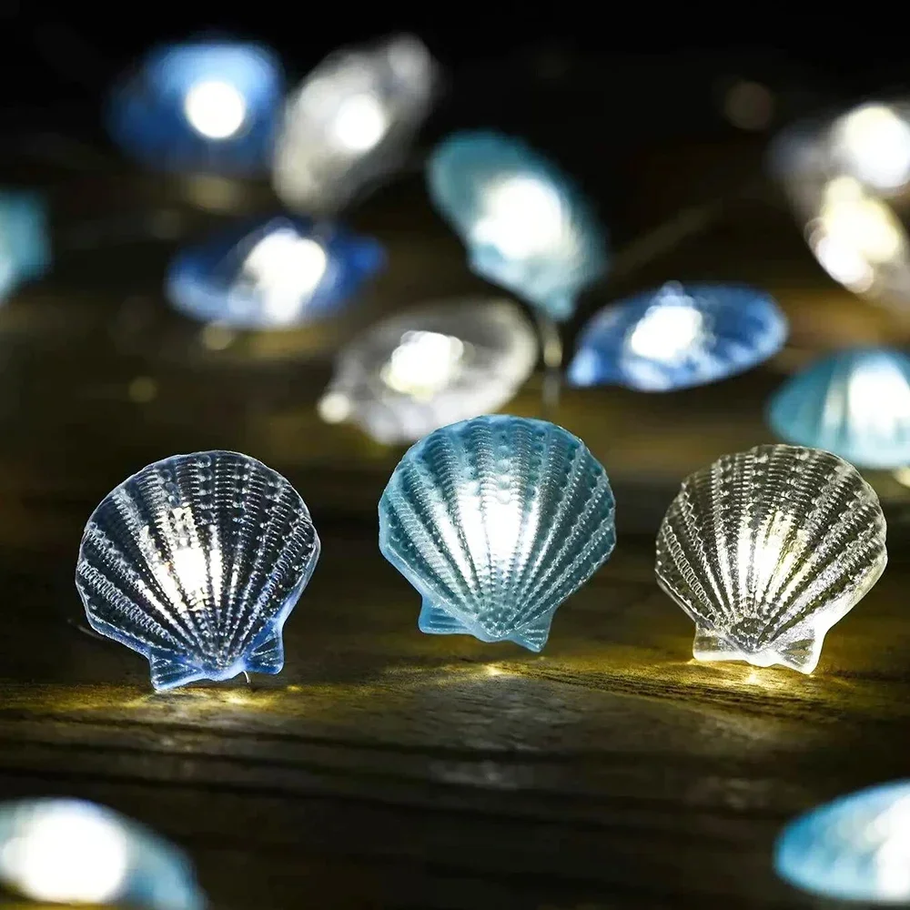 Ocean Theme 20/30 Leds String Lights Shell Starfish Under The Sea LED Fairy Light for Wedding Party Christmas Decoration Lamp