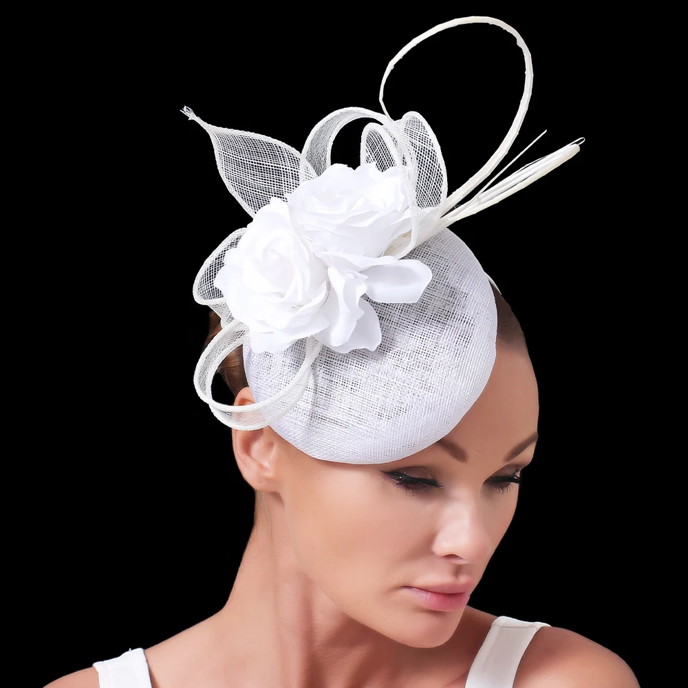 Nice Quality 4-Layer Sinamay Wedding Fascinator Hat For Wedding Elegant Women Fashion Headwear Party Dinner Chapeau Hair Clip