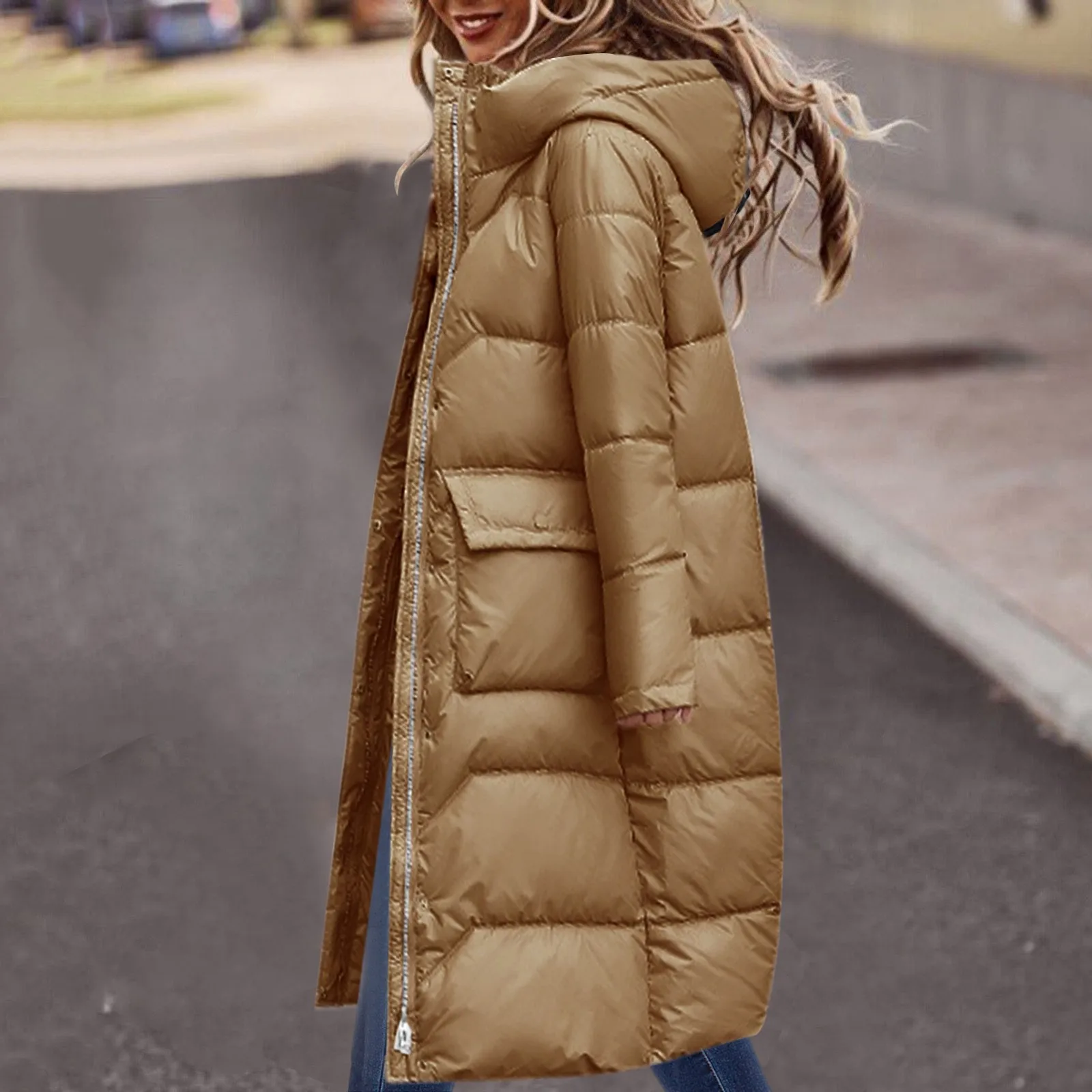 New Straight Solid Long Winter Coats Women Warm Fashion parka Casual Hooded Zipper Jackets Oversize Winter capispalla Clothes