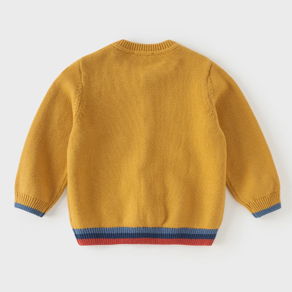 Dave Bella Yellow Sweater Autumn Cardigan For A Boy Children's Clothing Ages 3 To 12 Fashion Spring Long-sleeve Daily DB3262495