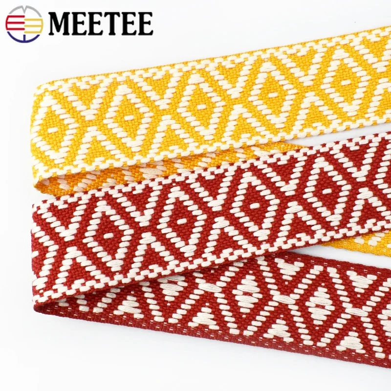 2/5/10M 38mm Polyester Cotton Webbing Band for Bag Strap Jacquard Ethnic Ribbon Shoes Backpack Bias Tape DIY Sewing Accessories