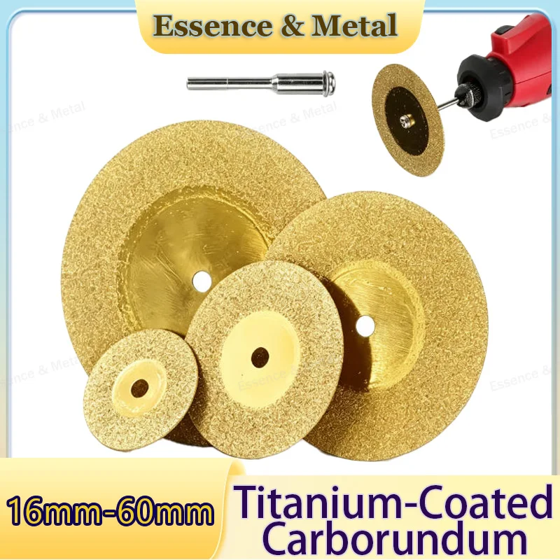 Titanium-Coated Diamond Cutting Discs Round Cutting Discs 16mm–60mm 3mm Shank Suitable for Rotary Tools for Cutting Gemstones