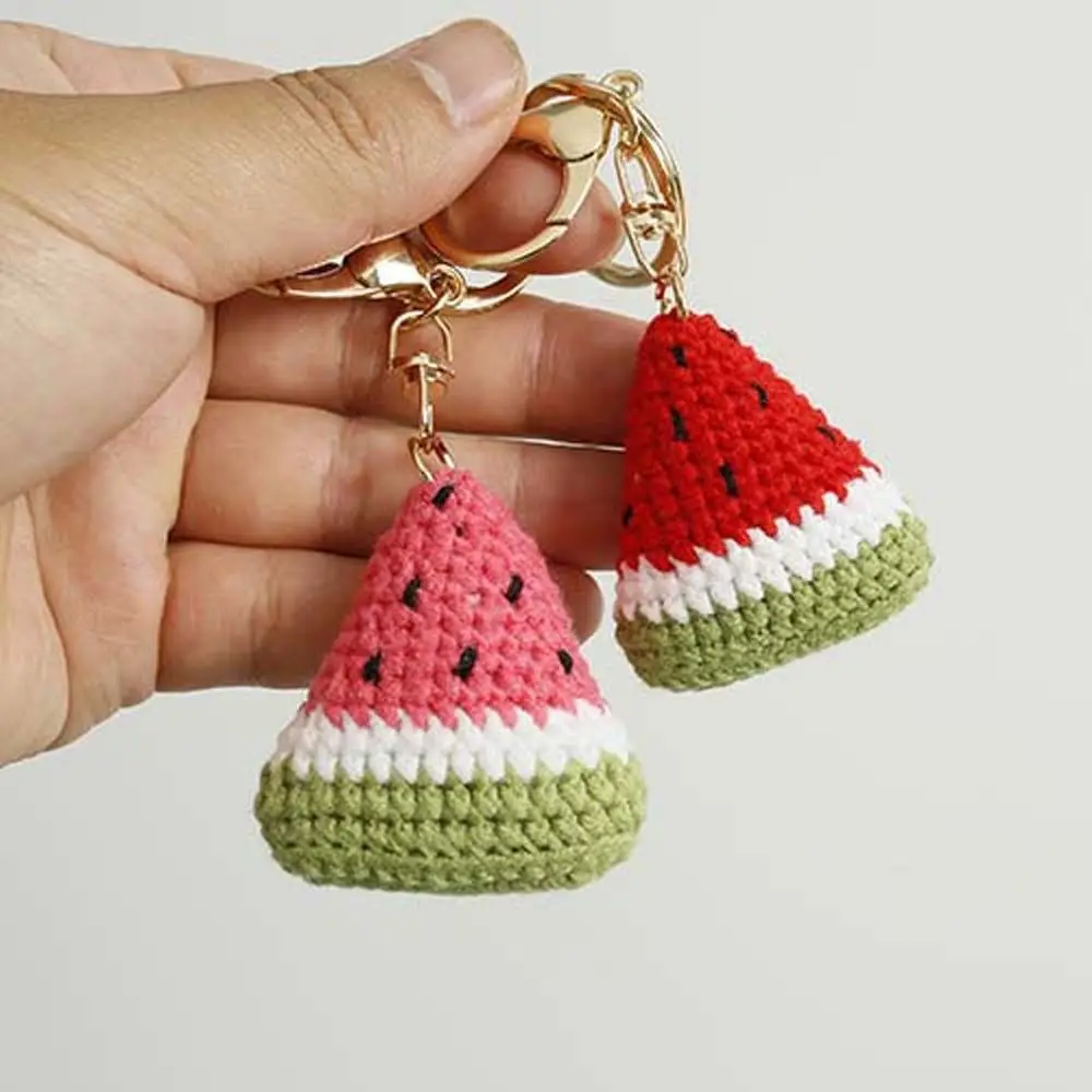 Jewelry Gift Knitted Watermelon Pendant Fruit Series Handmade Weaving Keychain Cute Mini Wool Crochet Pendant Bag Charm