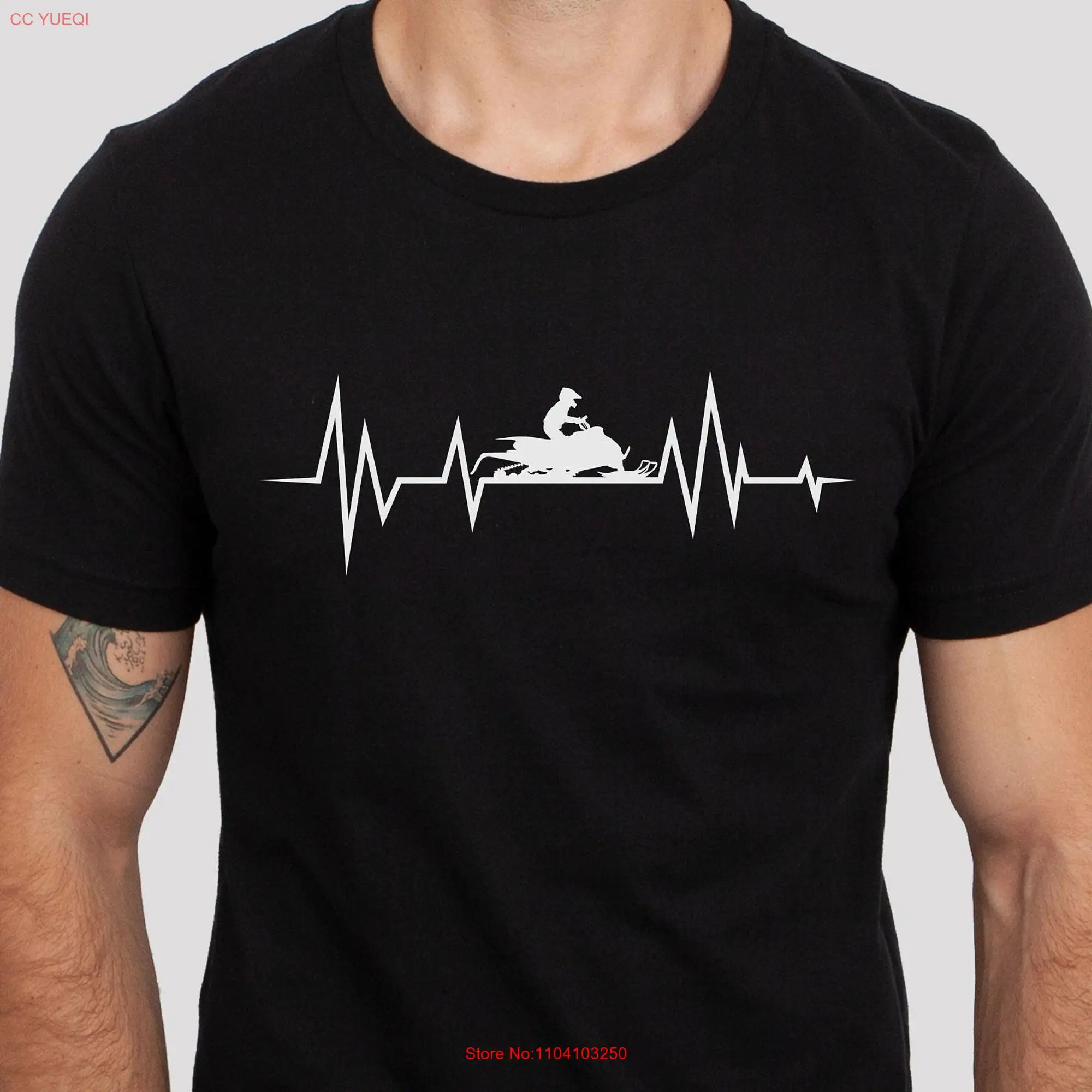 Snowmobiling T Shirt Heartbeat Snowmobile Lover Outerwear Racing Sled For Winter Rider long or short sleeves