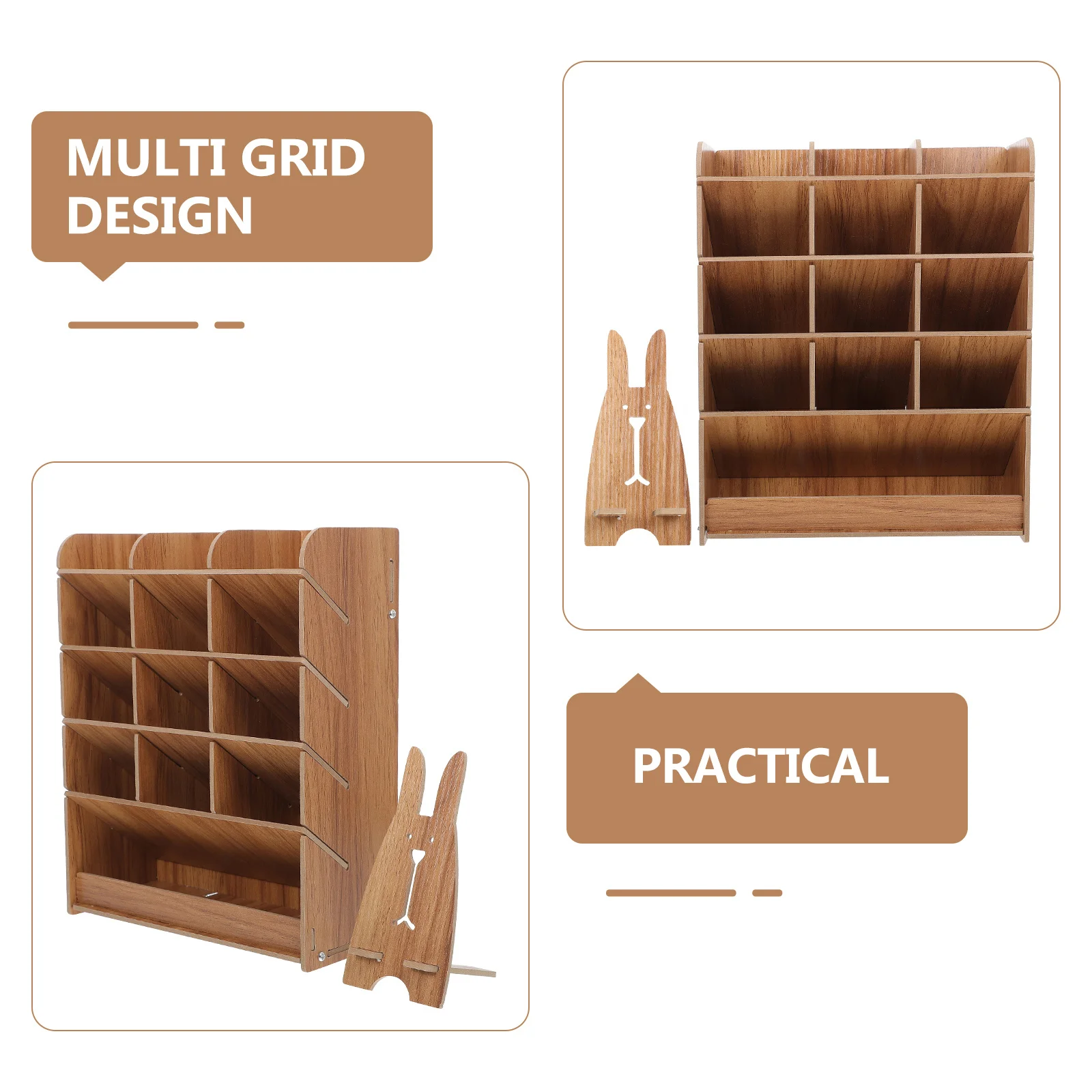 

Деревянный держатель для ручек, стеллаж для хранения канцелярских принадлежностей с несколькими сетками, офисный стол, органайзер, полка для карандашей, устойчивая к коррозии, элегантный дизайн