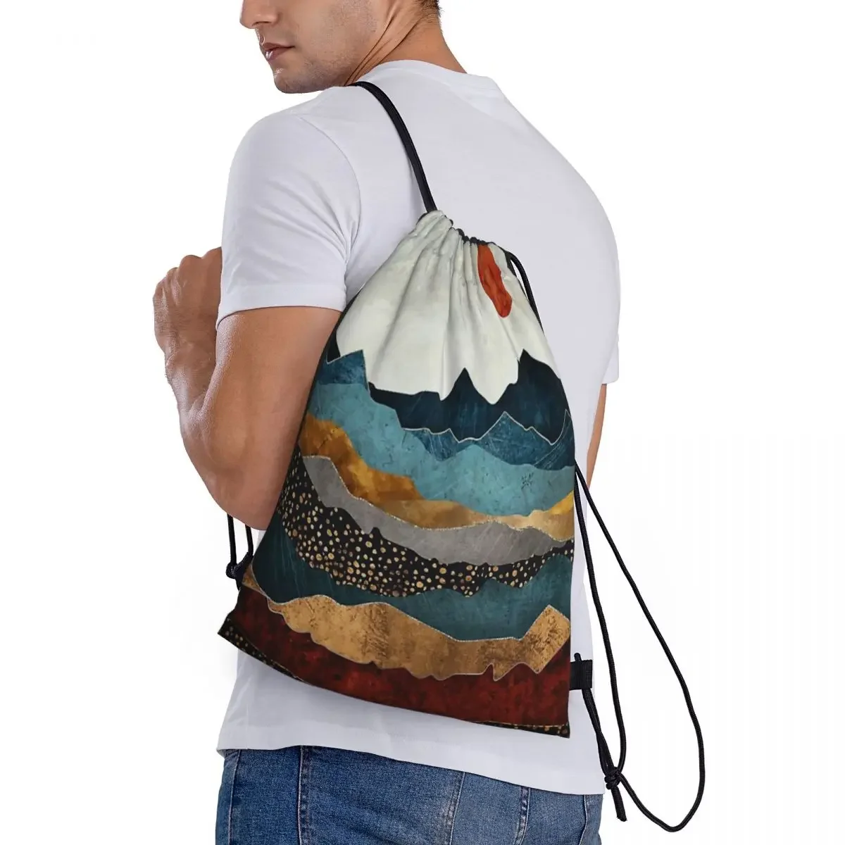 Amber Dusk Drawstring bag Storage Portable Handbags Grocery Shopping Shoulder bags foldable Travel Bag