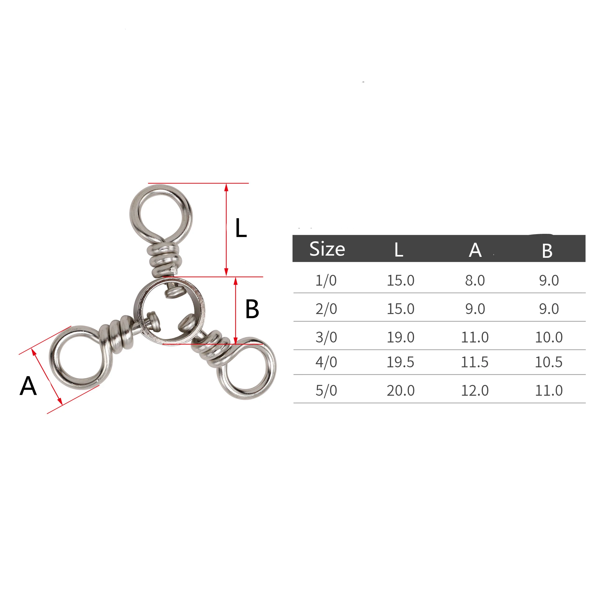 ZYZ 3 Way Swivels Stainless Steel Sea Fishing Connector Triple Swivels Solid Ring Fishing Accessories 3-Way Swivel Rig Tackle