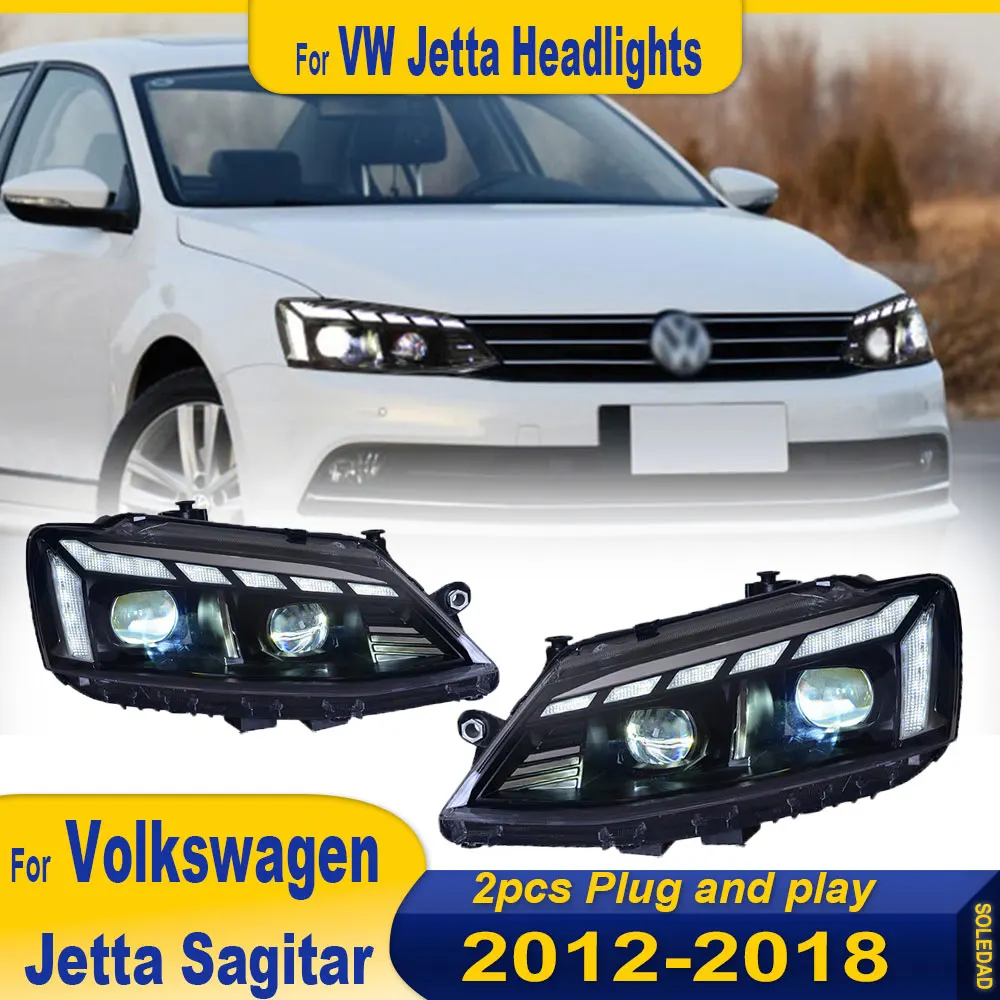 LED Head Lamp for Jetta Sagitar MK6 LED Headlight 2012-2018 Headlights MK6 DRL Turn Signal High Beam Angel Eye Projector Lens