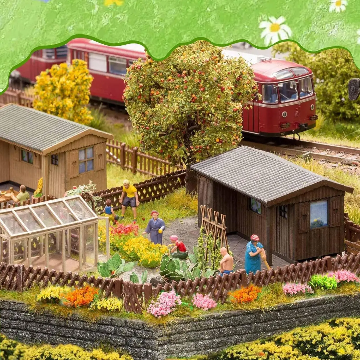 مجموعة الزهور مجموعات نباتات الزهور خصلات العشب نموذج مشهد ثابت مصغر لتقوم بها بنفسك نموذج بناء العمارة السكك الحديدية