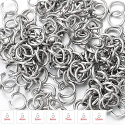 Anillos abiertos de acero inoxidable para fabricación de joyas, 200 piezas, conectores de anillos divididos de doble bucle para joyería artesanal