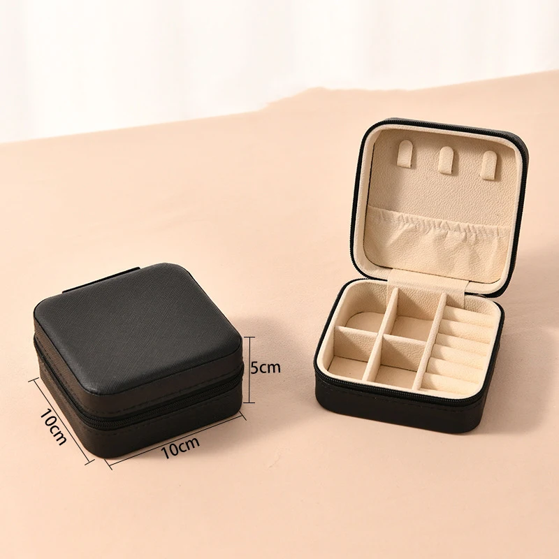 

Мини-коробка для хранения ювелирных изделий из искусственной кожи на молнии, кольцо для ювелирных изделий, подвесной орнамент, коробка для аксессуаров, портативная портативная коробка для хранения ювелирных изделий