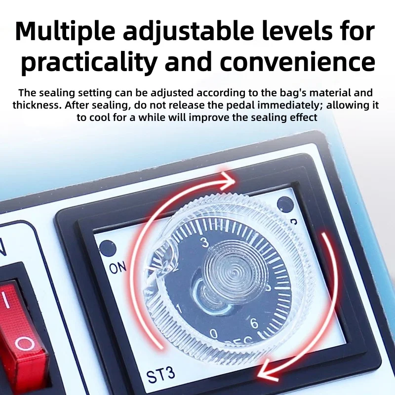 Floor Standing Foot Pedal Impulse Heat Sealer Adjustable Temperature Manual Plastic Pouch Sealing Machine Light Metal Frame