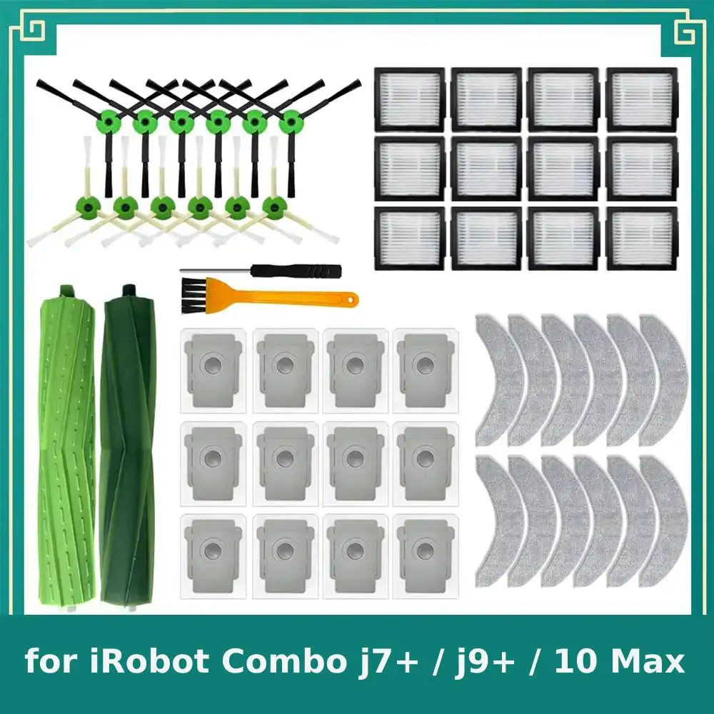 Fit for iRobot Combo j7+ / j9+ / 10 Max Vacumm Replacement Kits Main Side Brush Hepa Filter Mop Cloth Dust Bag Accessories Parts
