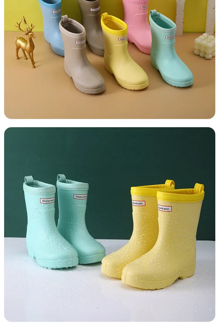 Neue Four Seasons Kinder Leichte Outdoor Rutschfeste Regenstiefel Wasserdichte Weichsohlige Schuhe für Jungen und Mädchen Kinder Schule Gummischuhe – Detail 9