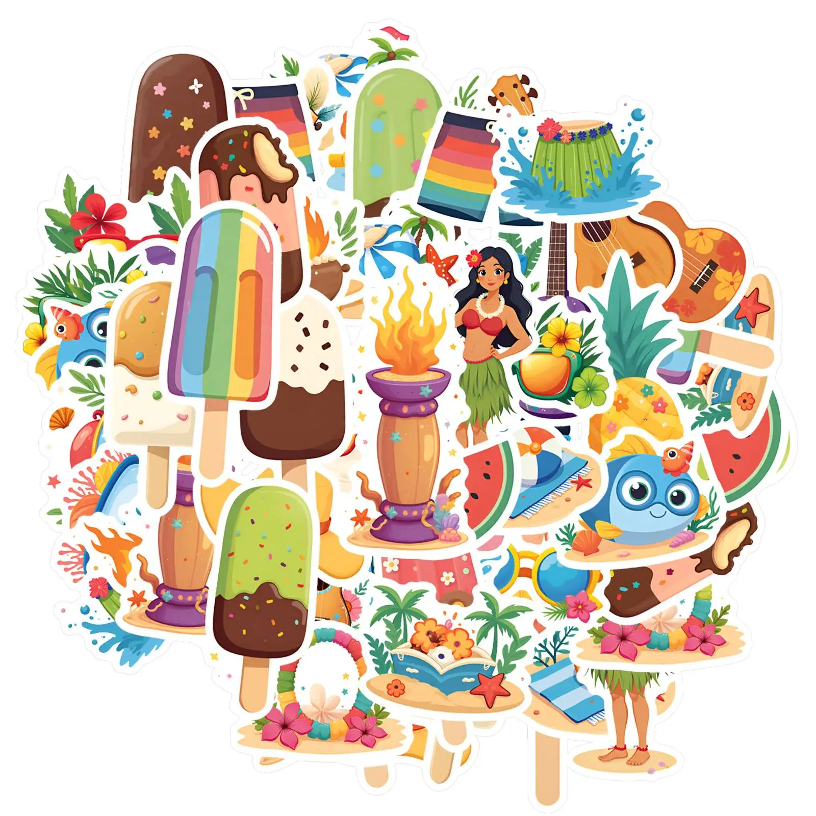 

35 шт.-50 шт. красочные музыкальные наклейки забавные летние забавные наклейки наклейки для ноутбука, багажа, скрапбукинга, дневника, наклейки