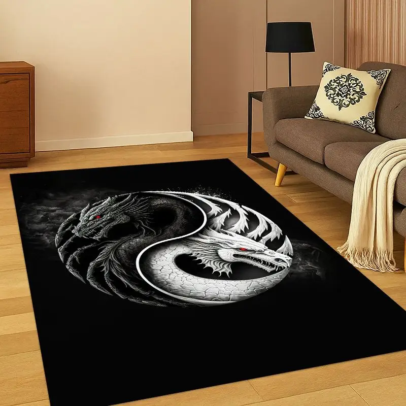 Yin Yang Symbol Chinese Tai Chi Carpet Rug for Bedroom Living Room Sofa Playroom Doormat Home Decor, Game Area Rug Non-slip