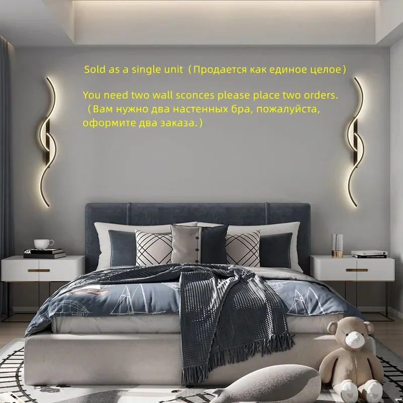 Lámpara Led de pared moderna para mesita de noche, accesorio de luces de arte minimalista para interiores, sala de estar, dormitorio y escaleras,