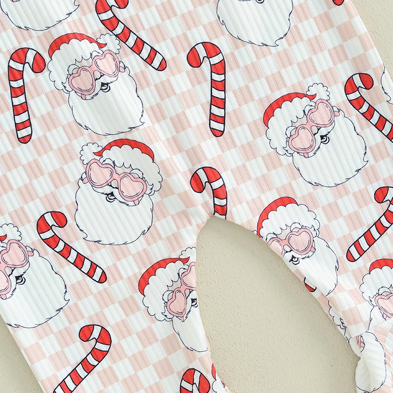 

Рождественский комбинезон без рукавов для маленьких девочек на подтяжках с принтом Санта-Клауса, лося, кактуса и карамельной трости